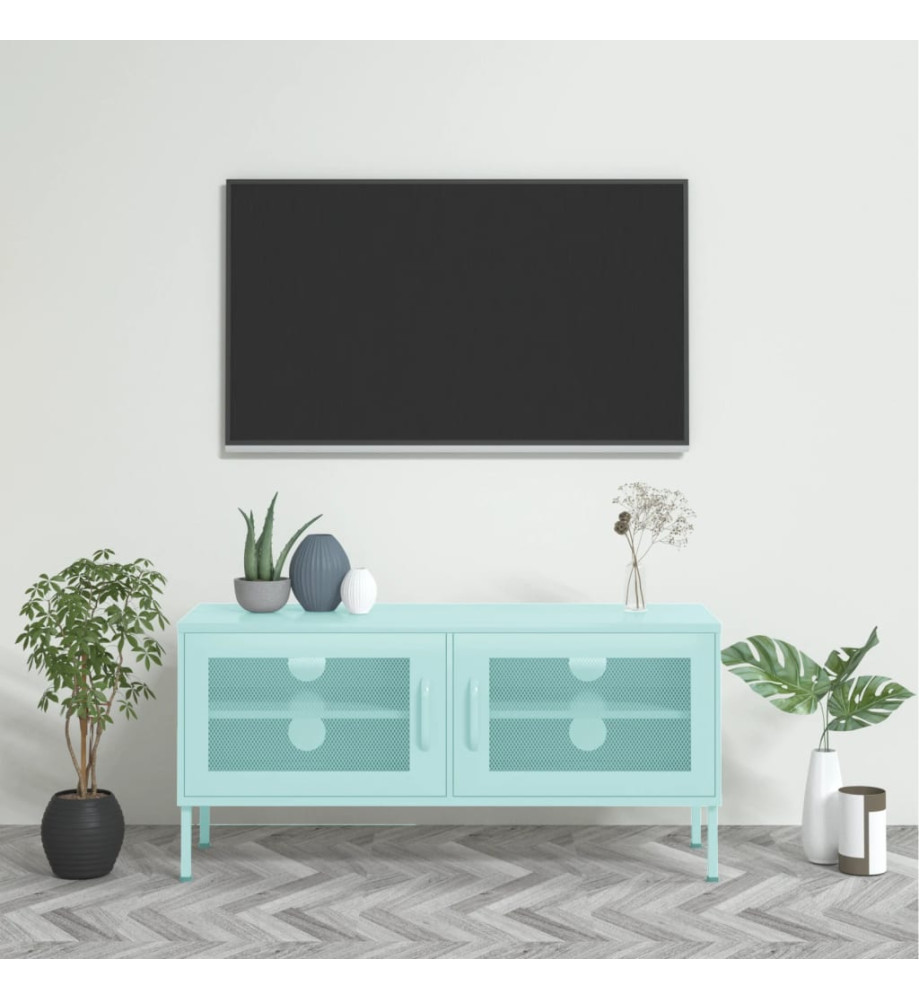 Meuble TV Vert menthe 105x35x50 cm Acier