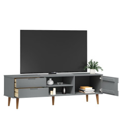 Meuble TV MOLDE Gris 158x40x49 cm Bois de pin massif