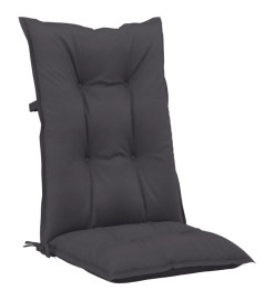 Coussins de chaise de jardin à dossier haut lot de 6 anthracite