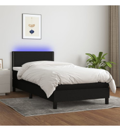 Sommier tapissier avec matelas et LED Noir 90x190 cm Tissu
