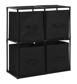 Armoire de rangement avec 4 paniers tissu Noir 63x30x71cm Acier