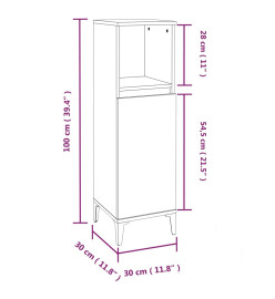 Armoire de salle de bain blanc brillant 30x30x100 cm