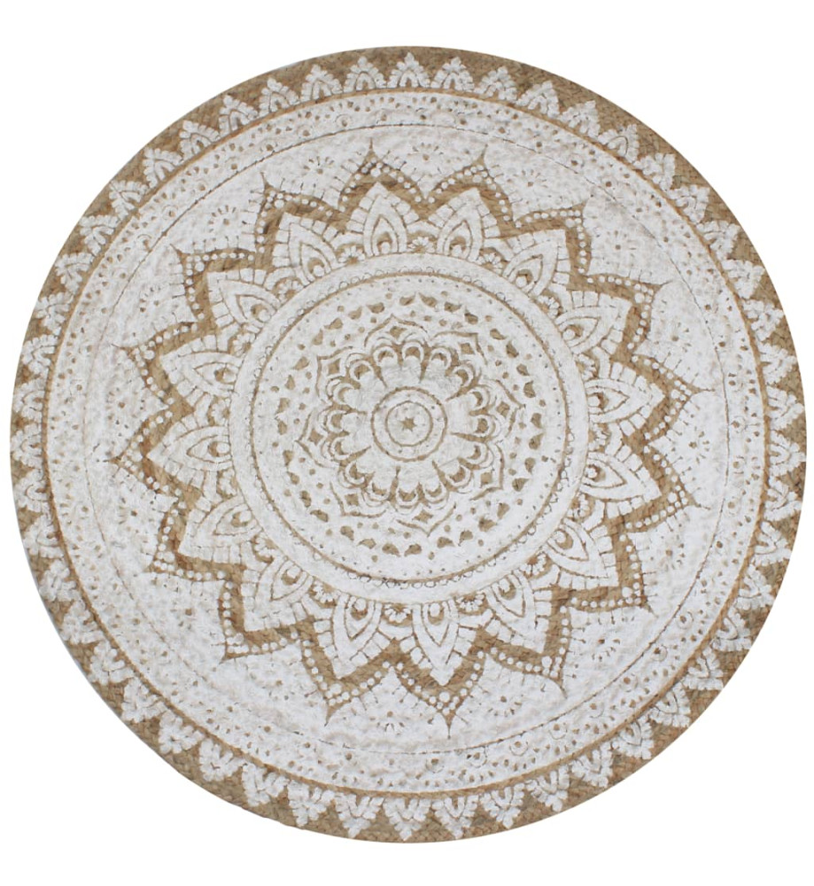 Tapis Jute tressé imprimé 90 cm rond