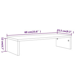 Support de moniteur Sonoma gris 60x23,5x12 cm Bois d'ingénierie