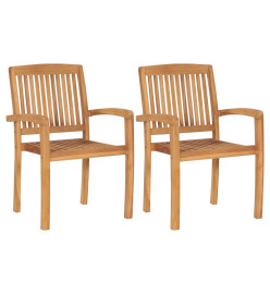 Chaises empilables à dîner de jardin 2 pcs Bois de teck solide