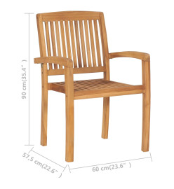 Chaises empilables à dîner de jardin 2 pcs Bois de teck solide