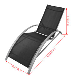 Chaises longues et parasol Aluminium Noir