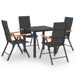 Ensemble de salle à manger de jardin 5 pcs Noir et marron