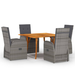 Ensemble de salle à manger de jardin 5 pcs Gris