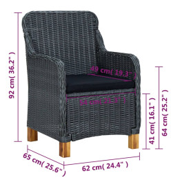Ensemble de salle à manger de jardin 5 pcs Gris foncé