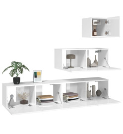 Ensemble de meubles TV 4 pcs Blanc brillant Bois d'ingénierie