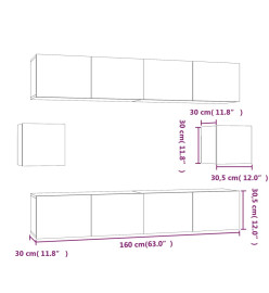 Ensemble de meubles TV 6 pcs Blanc brillant Bois d'ingénierie