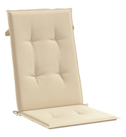 Coussins de chaise de jardin dossier haut lot de 4 beige tissu