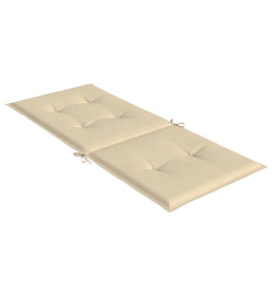 Coussins de chaise de jardin dossier haut lot de 4 beige tissu