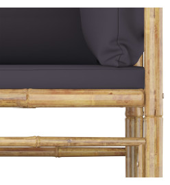 Salon de jardin 4 pcs avec coussins gris foncé Bambou
