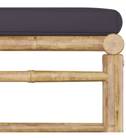 Salon de jardin 4 pcs avec coussins gris foncé Bambou