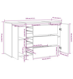 Buffet avec 3 tiroirs Blanc brillant 120x41x75 cm Aggloméré