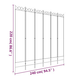 Cloison de séparation 6 panneaux Anthracite 240x220 cm Tissu