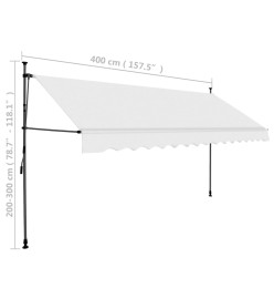 Auvent manuel rétractable avec LED 400 cm Crème