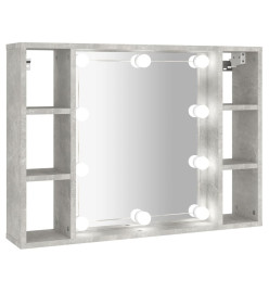 Armoire à miroir avec LED Gris béton 76x15x55 cm