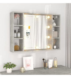 Armoire à miroir avec LED Gris béton 76x15x55 cm