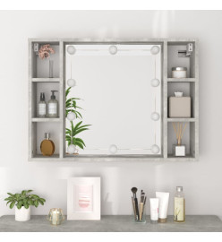 Armoire à miroir avec LED Gris béton 76x15x55 cm