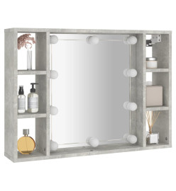 Armoire à miroir avec LED Gris béton 76x15x55 cm