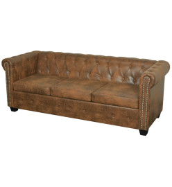 Ensemble de canapé Chesterfield à 2 et 3 places marron