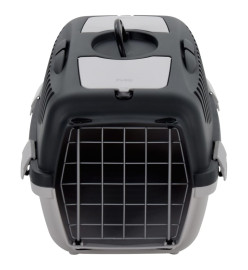 Cage de transport animaux de compagnie gris noir 55x36x35 cm PP