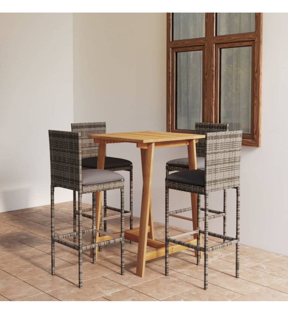 Ensemble de bar de jardin avec coussins 5 pcs Gris Ensemble de bar de jardin avec coussins 5 pcs Gris