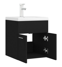 Armoire d'évier avec lavabo intégré Noir Aggloméré