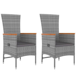 Ensemble de salon de jardin 3 pcs gris poly rotin et acacia