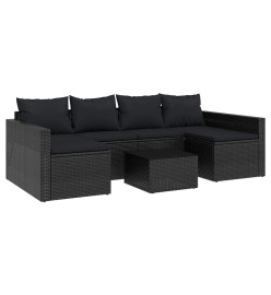 Salon de jardin 2 pcs avec coussins Noir Résine tressée