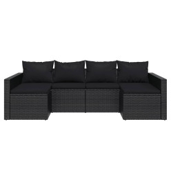 Salon de jardin 2 pcs avec coussins Noir Résine tressée