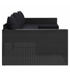 Salon de jardin 2 pcs avec coussins Noir Résine tressée