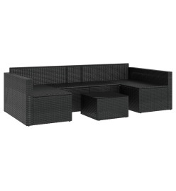 Salon de jardin 2 pcs avec coussins Noir Résine tressée