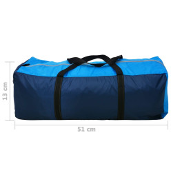 Tente de camping 4 personnes bleu marine et bleu clair