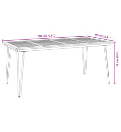 Table de jardin avec pieds épingle à cheveux 180x90x75 acacia