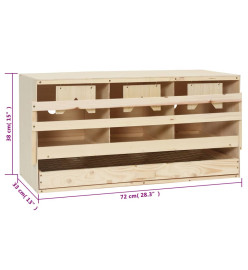 Pondoir 3 compartiments 72x33x38 cm bois de pin massif