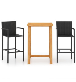 Ensemble de bar de jardin 3 pcs Noir