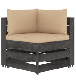 Salon de jardin 9 pcs avec coussins Bois imprégné de gris