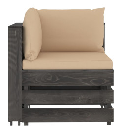 Salon de jardin 8 pcs avec coussins Bois imprégné de gris