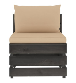 Salon de jardin 8 pcs avec coussins Bois imprégné de gris