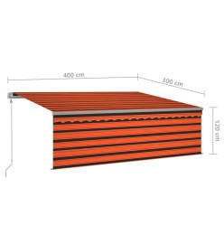 Auvent automatique rétractable avec store 4x3m Orange et marron