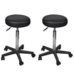 Tabourets de bureau 2 pcs Noir 35,5x84 cm Similicuir