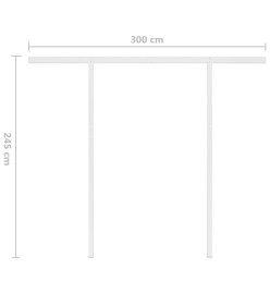 Auvent manuel rétractable avec poteaux 3x2,5 m Jaune et blanc