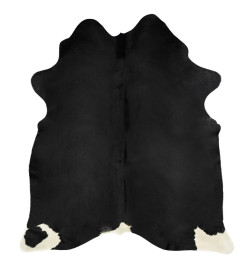 Tapis en peau de vache véritable Noir 150 x 170 cm