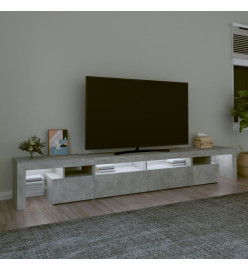 Meuble TV avec lumières LED Gris béton 260x36,5x40 cm