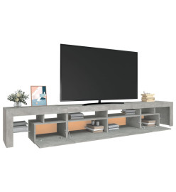 Meuble TV avec lumières LED Gris béton 260x36,5x40 cm