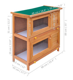 Clapier d'extérieur Enclos pour petits animaux 4 portes Bois